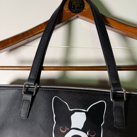 Marc Tetro Black Large Tote with Boston Terrier Dog Featured - Picture 4 of 12